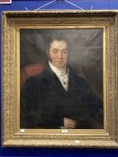 19th cent. English School: Portrait of a gentleman in a gilt frame. 24ins. x 30ins.