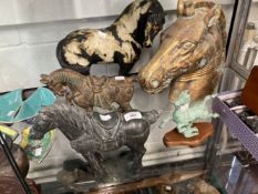 20th cent. Decorators Items: Cast Tang horse on stand 9ins, running Tang horse bronzed on stand