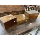 19th cent. Rosewood box and counters 12¼ins. x 6¼ins. x 6ins, a mahogany box with ebony stringing