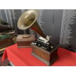 Mechanical Music Property of Local Collector. Phonographs: Oak cased Columbia 'Gramophone' with