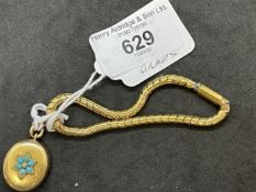 Jewellery: Yellow metal Victorian bracelet with Brazilian style links, locket attached set with