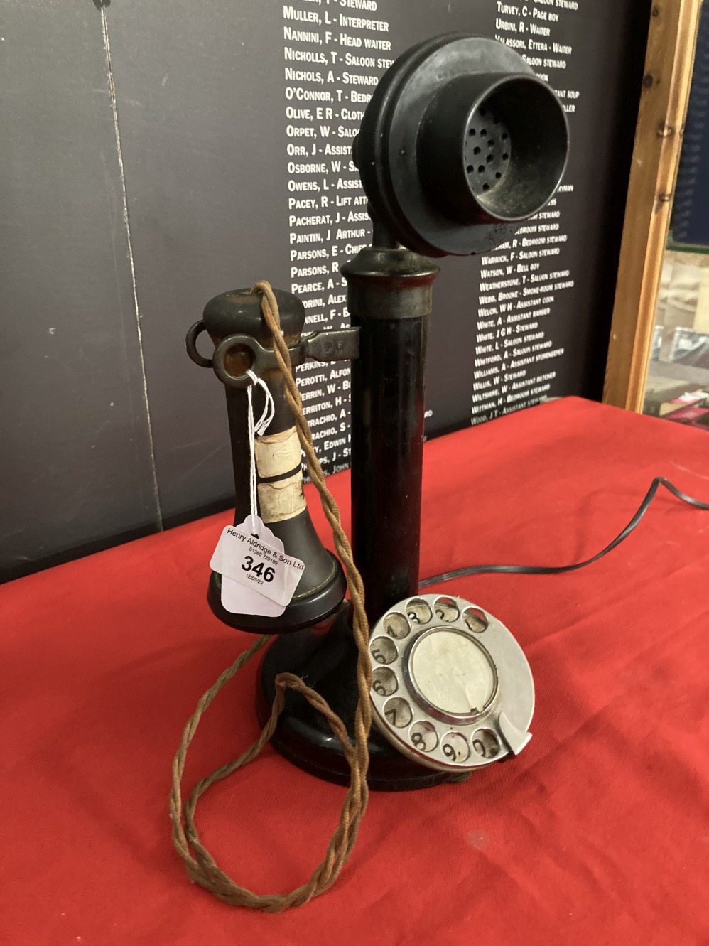 Early 20th cent. Stick telephone iron and Bakelite. Serial No. T.E. 234 No. 22 with chromium numeric - Image 2 of 3