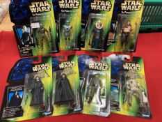 Toys: boxed Star Wars The Power of The Force figures including Luke Skywalker and Emperor Palpatine.