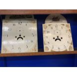 Clocks: Painted longcase arch dial clock faces, one John Nicholson Newcastle. 20ins. and 17ins. (2)