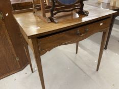 19th cent. Mahogany side table the galleried top above a single drawer with brass swan neck