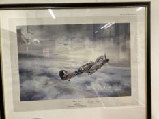 Aviation Prints: First of Many by Robert Taylor signed by RAF Ace Douglas Bader, framed and