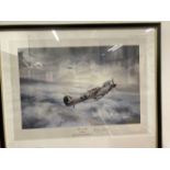 Aviation Prints: First of Many by Robert Taylor signed by RAF Ace Douglas Bader, framed and