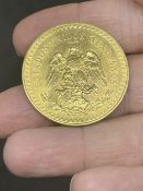 Coins: Gold Mexican 50 Peso 1821. 41.8g.