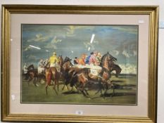 Pictures & Prints: Alfred James Munnings (1878-1959) print, 'Sketch of a Start' Newmarket 1951,