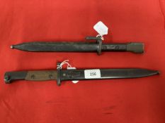 Militaria/Edged Weapons: Belgian wooden grip FN. FAL type A bayonet and scabbard 13¾ins, and Belgian