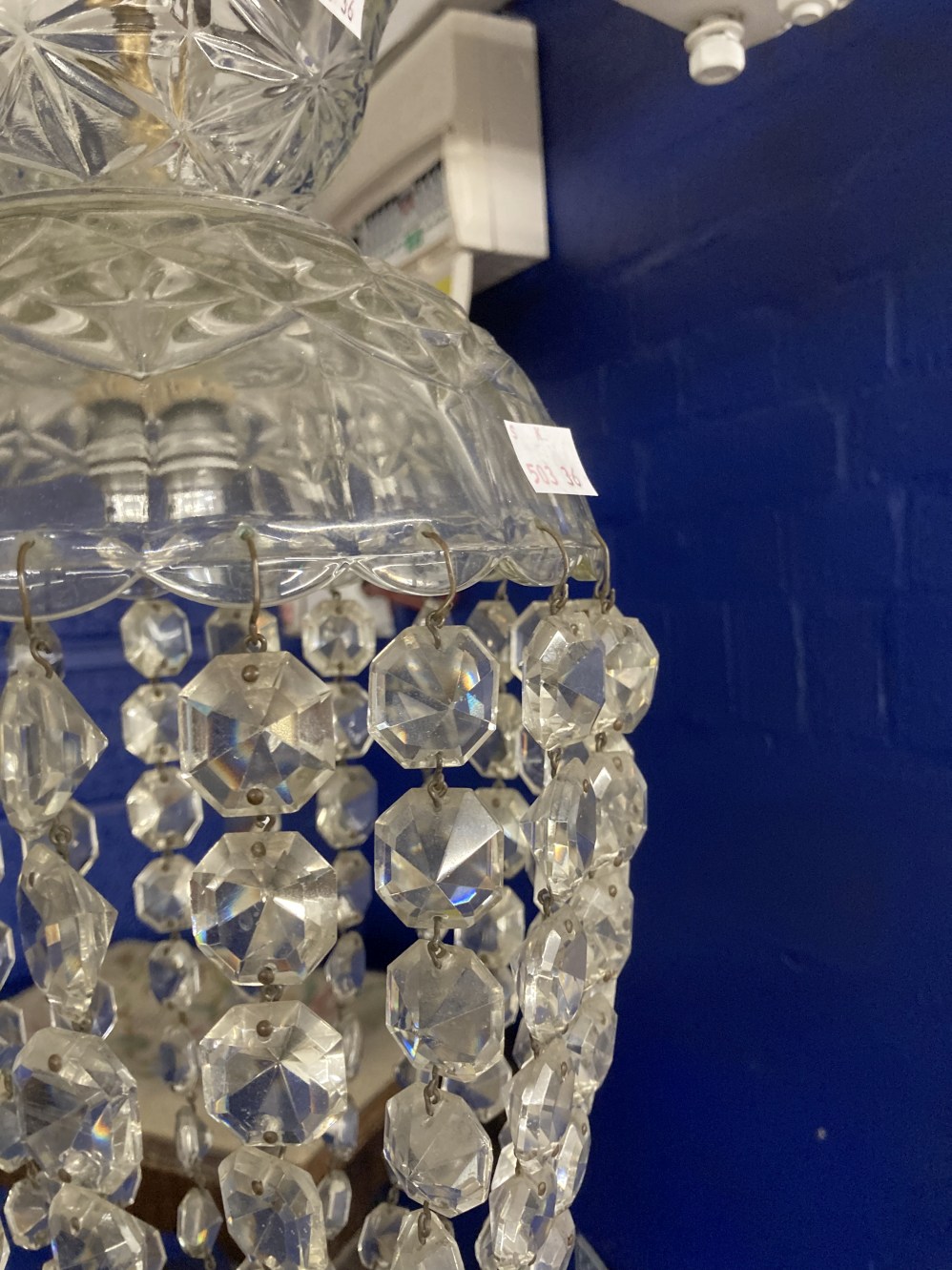 Early 20th cent. Cut glass bay chandelier of twenty rows. 16ins. x 9ins. - Image 2 of 2