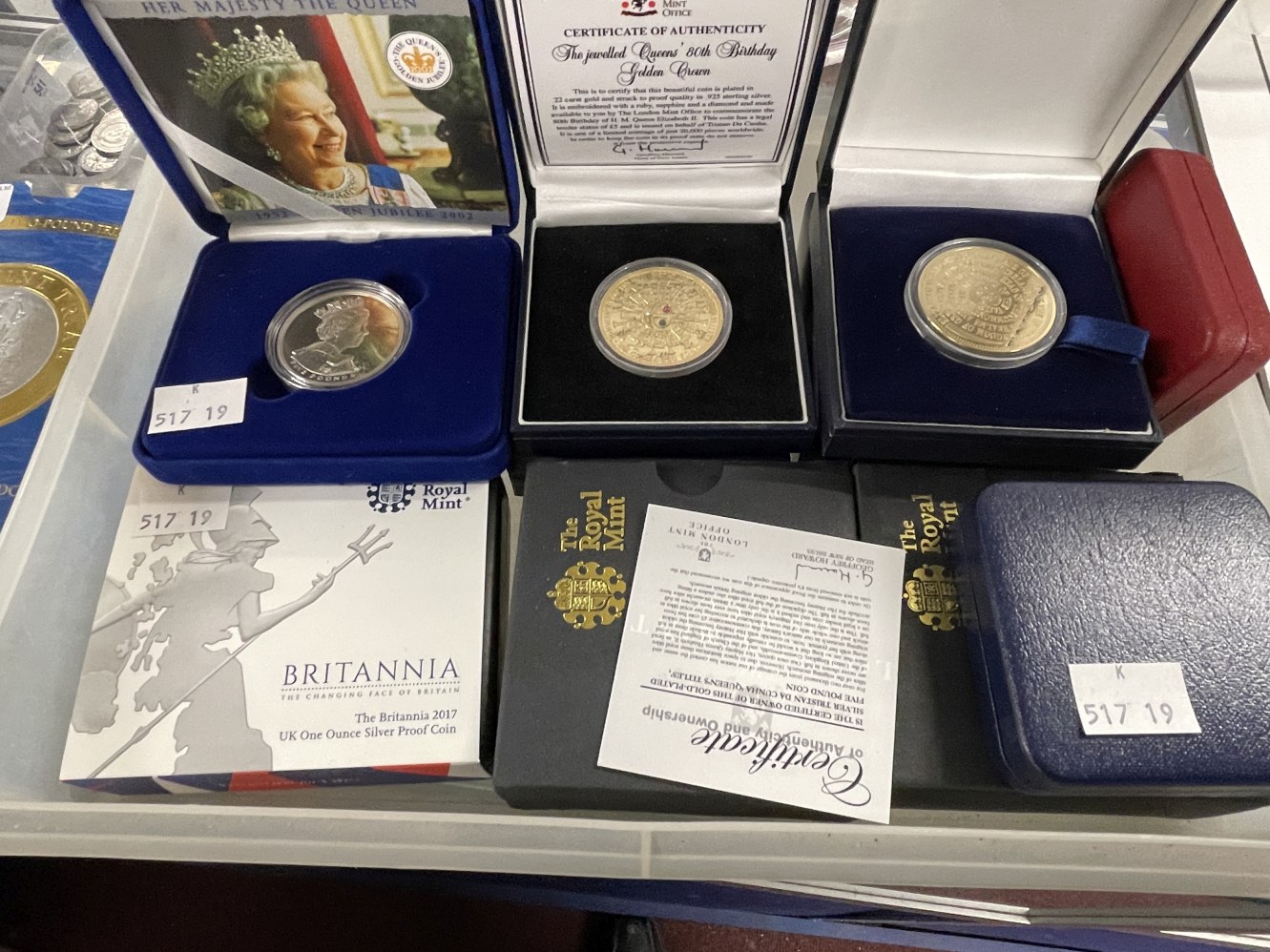 Numismatics: Coins, bullion, silver proof commemorative issues including, Royal Mint 2002, Golden