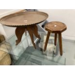 Copper tray, table and milking stool.
