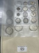 Coins: UK Shillings x 7, 6d x 2, Maundy x 2, Victoria 1897, George V 1914, George VI 1939, 1943,