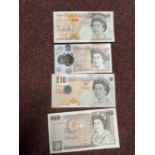 Numismatics: Banknotes, GB collection of four Bank of England £10 notes, one Jane Austen CA41,