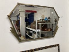1920s brass framed mirror with original bevelled glass. 28¼ins. x 17ins.