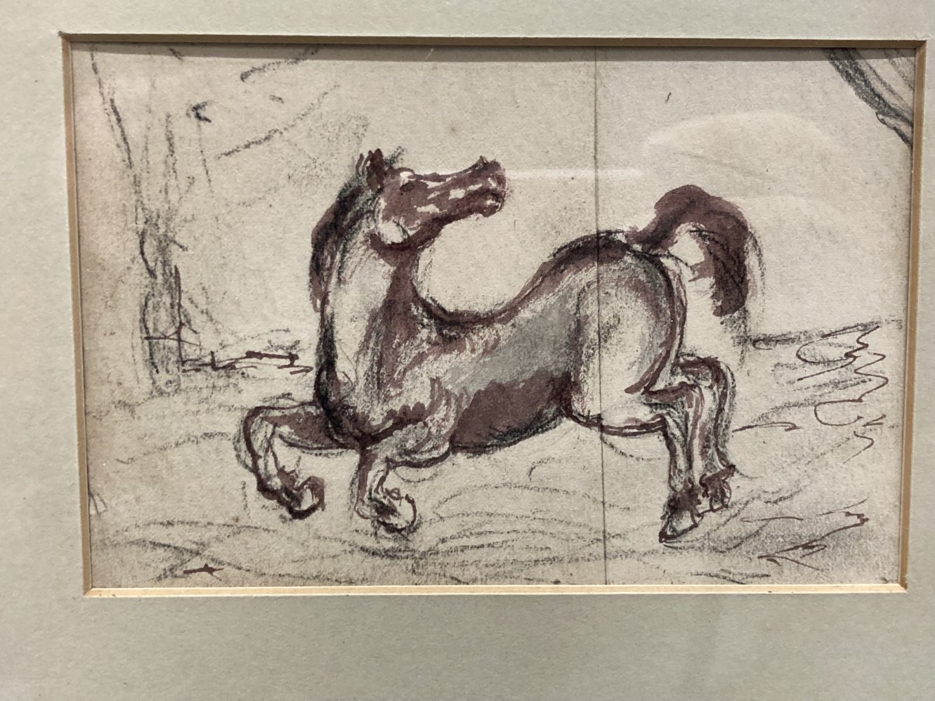 Sawrey Gilpin R.A. (1733-1807): (Attributed) Horse and foal brown ink on paper, framed and glazed. - Image 2 of 3