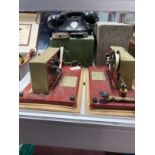 Toys: Electric Morse Telewriters, a pair in wooden storage boxes with instructions, plus a pair of