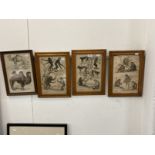 Three 19th century engravings of monkeys after Milne, in maple frames, two glazed and an engraving