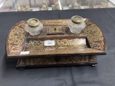 19th cent. Rosewood desk companion decorated with brass boulle work style decoration. 13ins. x
