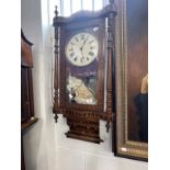 Clocks: Early 20th cent. Regulator clock with glass face and Arabic numerals.