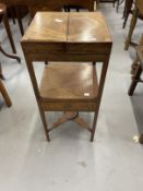 19th cent. Mahogany gentleman's washstand opening fold over top to reveal holes for wash basin