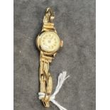 Watches: Hallmarked 9ct gold ladies Benson of London round ivory coloured dial with Arabic