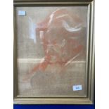 Manner of Henry Lamb study of a head, red and white chalk on paper, signed and dated 1935. Framed