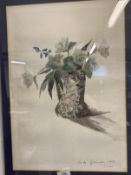 Lindy Guiness (British, 1941-2020): Watercolour flowers in a vase, signed lower right and dated