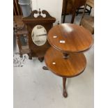 20th cent. Two tier mahogany dumb waiter on cabriole legs. 29ins. Plus Edwardian mahogany hanging