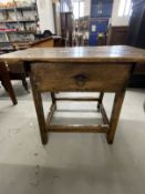 Late 19th cent. Continental low one drawer side table with cross stretchers, probably Spanish.