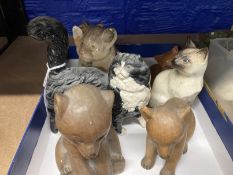 20th cent. Ceramics: Royal Doulton brown kitten, black/white long hair cat, walking pose, Beswick