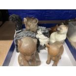 20th cent. Ceramics: Royal Doulton brown kitten, black/white long hair cat, walking pose, Beswick