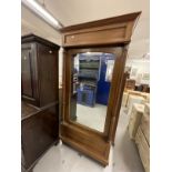 Late 19th cent. French walnut wardrobe turned columns, glazed single door above a single drawer on