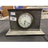 Clocks: Liberty Art Nouveau mantel clock Tudric planished pewter impressed base No. 01212 'English