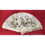 Japanese Meiji (1868-1912) Shibayama fan with twenty-three blades each measuring 11½ins long,