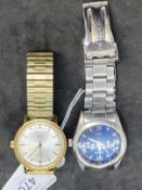 Watches: 1980s yellow metal rotary 17 jewel Incabloc wristwatch, plus an Accurist wristwatch.