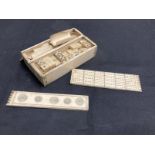 Militaria: Napoleonic P.O.W bone carving games set, cribbage, dominoes, etc. 5ins. x 1¾ins. x 1ins.