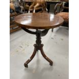 19th cent. Mahogany side table on tripods.
