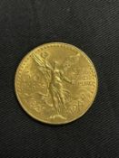 Coins: Gold Mexican 50 Peso 1821-1947. 41.8g.