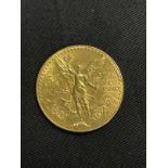 Coins: Gold Mexican 50 Peso 1821-1947. 41.8g.