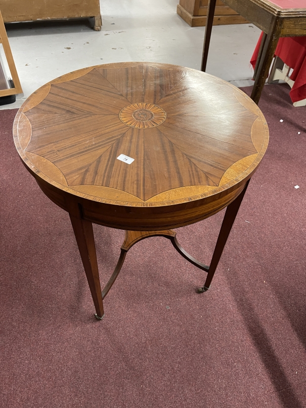 Early 20th cent. Edwardian Regency Revival occasional table of circular form inlaid with geometric