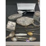 Hallmarked Silver: Includes Georgian caddy spoon, 19th cent. pot lid decorated with neo-classical