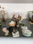 20th cent. Ceramics: Royal Copenhagen robin, blue tit, squirrel and mouse. Plus a Staffordshire