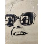 David Hicks (British, 1929 - 1998): Etching, Head of Mrs Littman wearing Sunglasses, signed lower