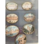 19th cent. Indian Miniatures: Set of seven Anglo-Indian miniatures of palaces and monuments,