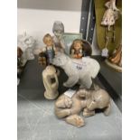 20th cent. Ceramics & Glass: Royal Copenhagen Dachshund puppy No. 1408, Lladro standing polar