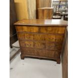 19th cent. Mahogany chest of two short and three long drawers with quarter veneered top and