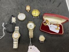 Watches: Selection of early to mid 20th cent. Ladies watches includes fob with gold and floral