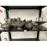 White Metal: Large box of plated cutlery, a box of pewter to include two Chinese pewter tankards